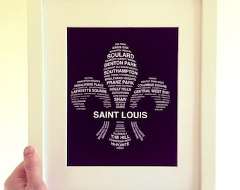 St Louis, St Louis Neighborhoods, St Louis Art, Fleur De Lis, St Louis Print, St Louis Poster, St Louis Sign - 8x10