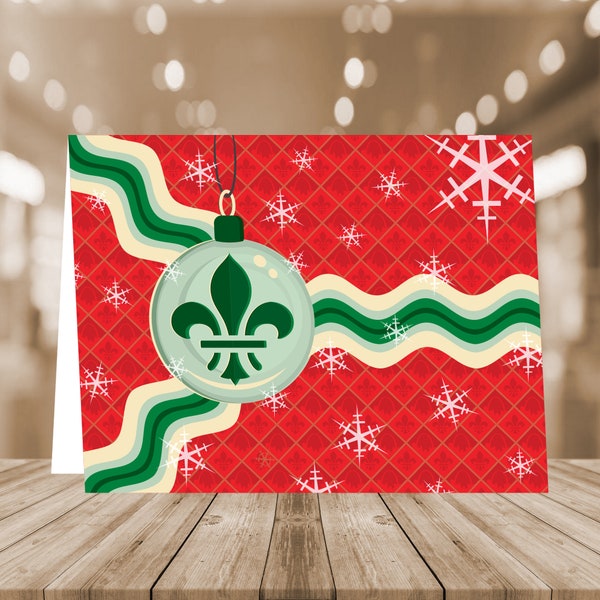 St. Louis Flag Ornament Card, Red and Green, STL City Christmas Card, XMAS, Saint Louis Christmas Card, Ornament