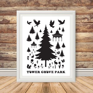 Tower Grove Park - Silhouette Print - Tower Grove, St. Louis Print, STL City, Saint Louis City Poster, Wall Decor