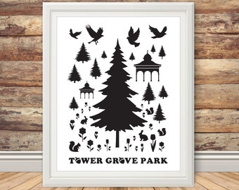 Tower Grove Park - Silhouette Print - Tower Grove, St. Louis Print, STL City, Saint Louis City Poster, Wall Decor