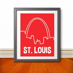 St. Louis, MIssouri Custom Color Skyline Print, St. Louis Art, St. Louis Print, St. Louis Sign - 11x14