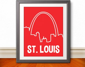 St. Louis, MIssouri Custom Color Skyline Print, St. Louis Art, St. Louis Print, St. Louis Sign - 11x14