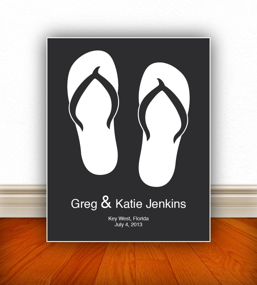 Flip Flop Wedding Print, Wedding Flip Flops, Wedding Gift, Beach