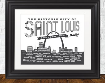 St. Louis Neighborhood Poster, Saint Louis, St. Louis, STL, St Louis Art, St Louis Print, St Louis Poster, St Louis Sign, St Louis Map