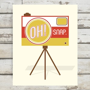 Oh Snap! Camera, Camera Print, Camera Poster, Camera Wall Art, Home Decor, Vintage Camera, Retro Camera, Retro Wall Art, Prints for the Home