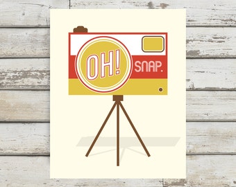 Oh Snap! Camera, Camera Print, Camera Poster, Camera Wall Art, Home Decor, Vintage Camera, Retro Camera, Retro Wall Art, Prints for the Home