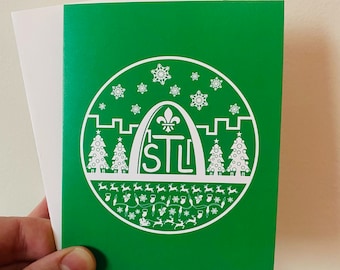 Green St. Louis Skyline Christmas Card