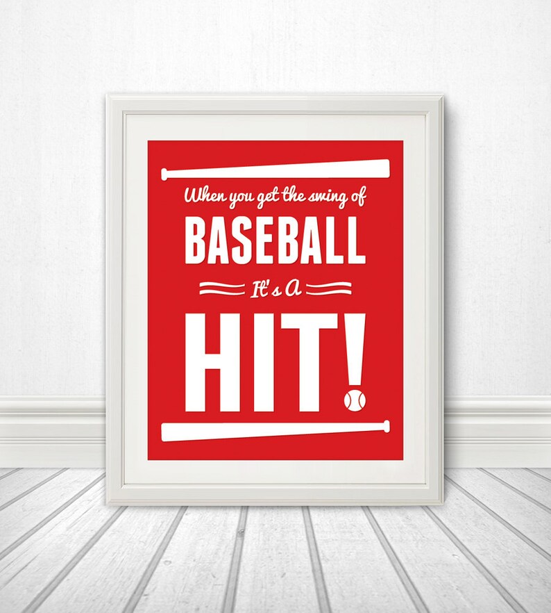 Baseball: It's a Hit, Baseball Print, Baseball Sign, Baseball Art ...