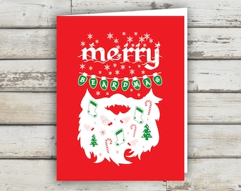 Merry Beardmas, Christmas Card, Christmas Card Funny, Santa, Santa's Beard, Santa Claus, Christmas Card Set, XMAS, XMAS Cards, Beard