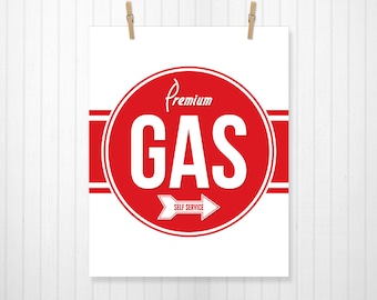 Premium Gas, Car Sign, Gas Sign, Car Art, Automotive, Car, Bathroom, Bathroom Sign, Bathroom Art, Kids Car Art, Auto, Wall Art, Custom Color