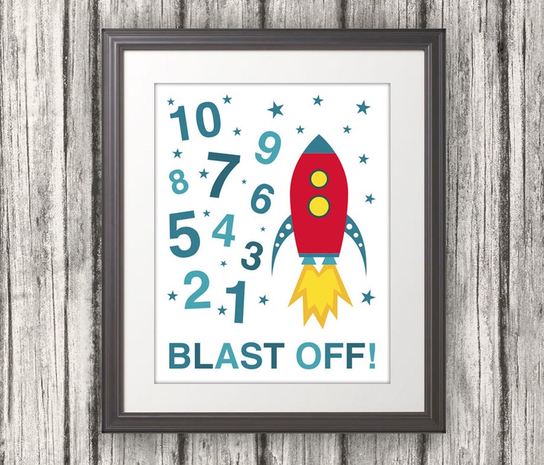 ABC, 123, Rocket Ship, 123 Print, ABC Print, Alphabet Print, Alphabet ...