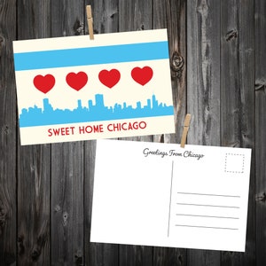 Chicago Heart Flag Postkarten-Packungen