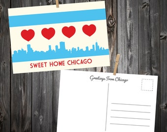 Chicago Heart Flag Postcard Packs