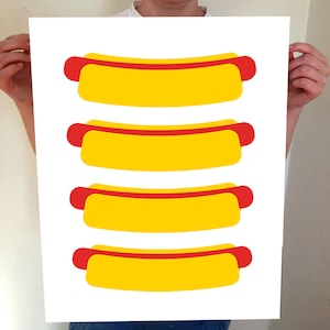 Hot Dogs! Hot Dog Print, Hot Dog Art, Hot Dog, Hot Dog Poster, Hot Dog Artwork, Kitchen, Kitchen Art, Kitchen Poster, Kitchen Print