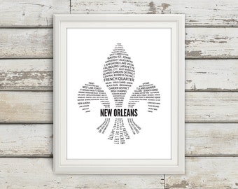 New Orleans, New Orleans Neighborhoods, New Orleans Print, New Orleans Art, New Orleans Poster, New Orleans Louisiana, Louisiana, Bourbon St