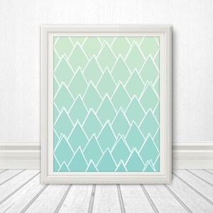 Abstract Green Triangles, Triangle, Green, Green Art, Green Print, Green Artwork, Green Poster, Triangle Print, Triangle Art, Teal, Art image 2