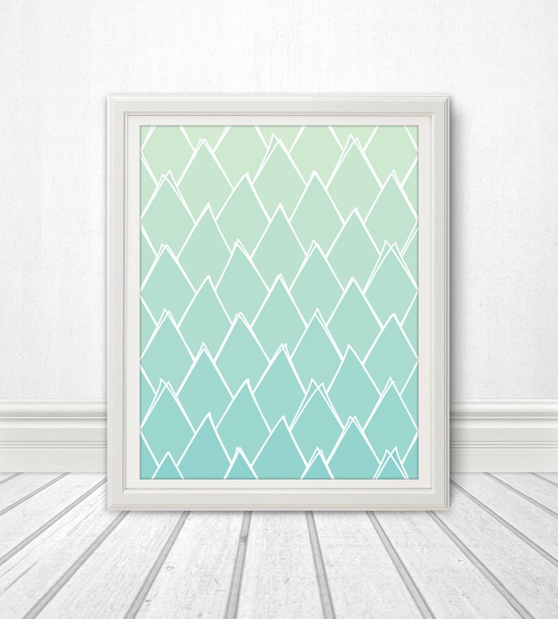 Abstract Green Triangles, Triangle, Green, Green Art, Green Print, Green Artwork, Green Poster, Triangle Print, Triangle Art, Teal, Art image 2