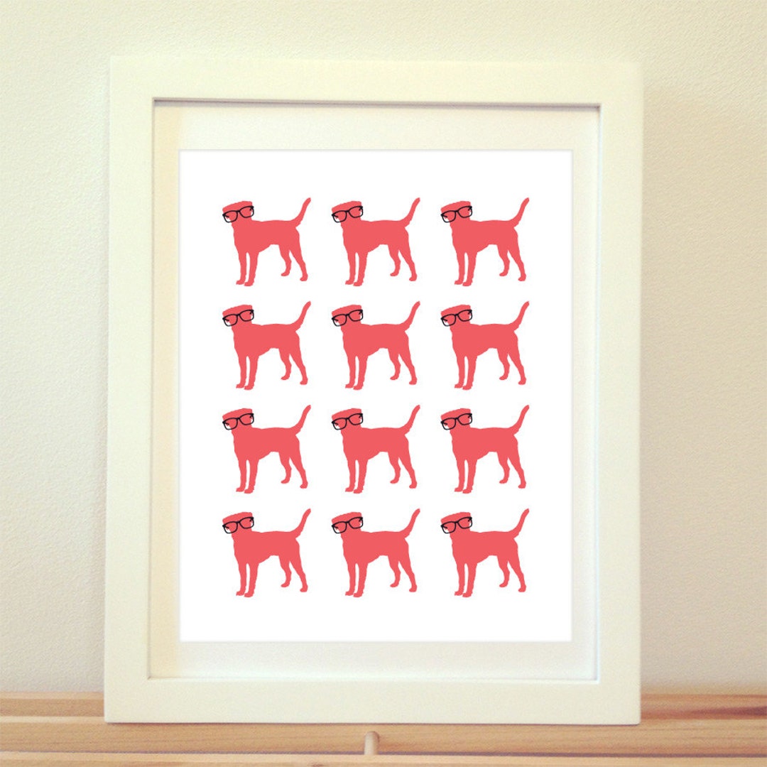 Dogs Wearing Glasses, Customize Colors, Dog Print, Dog Art, Dog Poster ...