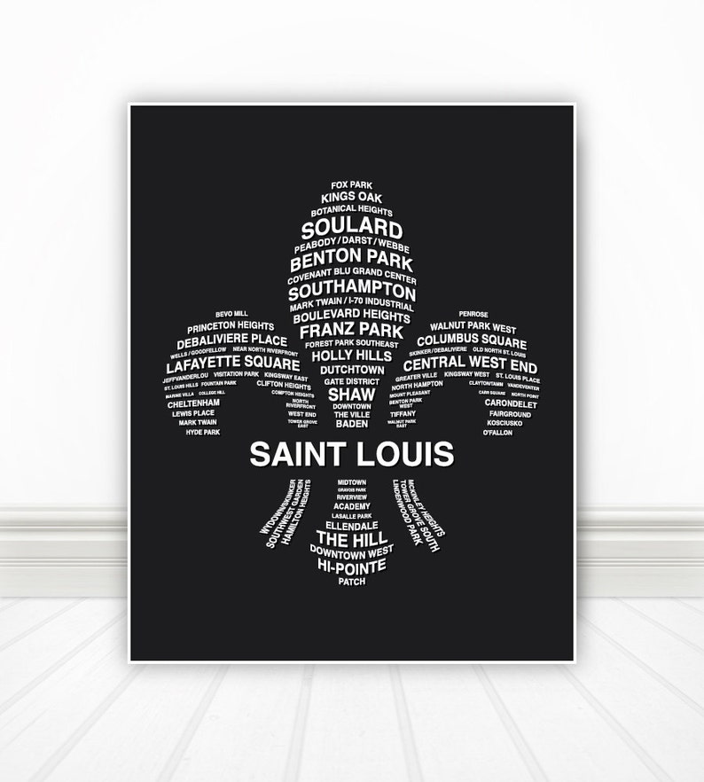 St Louis, St Louis Neighborhoods, St Louis Art, Fleur De Lis, St Louis Print, St Louis Poster, St Louis Sign 8x10 image 2