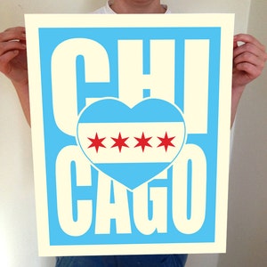 Chicago, CHI, Chicago Heart, Chicago Illinois, I Heart CHI, Chicago Art, Chicago City Print, Chicago Map, Chicago Print, Tipografía