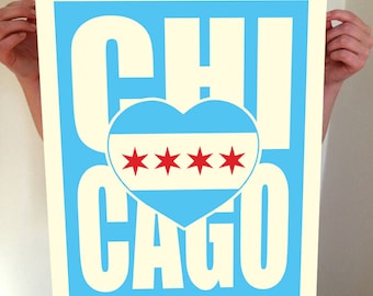 Chicago, CHI, Chicago Heart, Chicago Illinois, I Heart CHI, Chicago Art, Chicago City Print, Chicago Map, Chicago Print, Typography