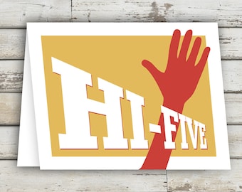 HI-FIVE! Encouragement Card,  Good Job, Greeting Card, Encouraging Words, Graduation Card, Just Because Card, Graduation Invitation