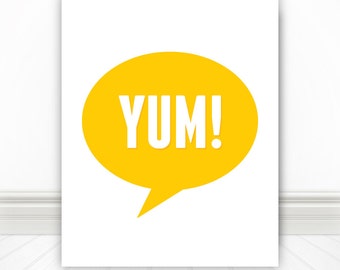 A Delicious Food Print, Yum, Yellow, Print, Kitchen Print, Kitchen Sign, Kitchen Wall Art, Nerd Print, Wall Art, Foodie - 8x10