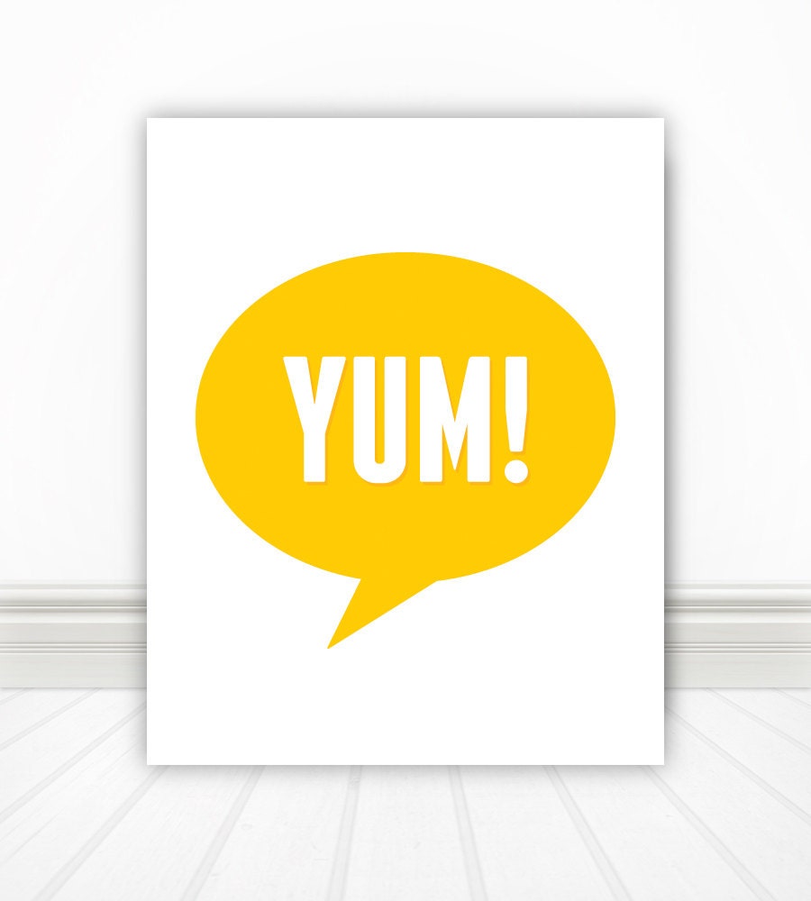 A Delicious Food Print, Yum, Yellow, Print, Kitchen Print, Kitchen Sign,  Kitchen Wall Art, Nerd Print, Wall Art, Foodie - 8x10