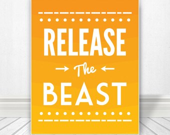 Release The Beast, Bathroom Wall Art, Bathroom Artwork, Wall Art, Bathroom Print, Bathroom Art, Bathroom SIgn, Custom Color, 5 Sizes