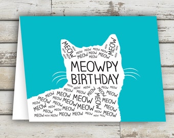 Meowpy Birthday, Birthday Card, Birthday Cat Card, Cat Card, Kitty Cat, Kitty Cat Card, Meow Card, Cats, Cat Birthday Card, Meowy Birthday