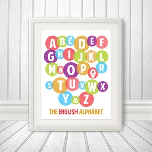 Alphabet Print, Letters, Nursery Wall Decor, Art For Kids, Baby Nursery Art 11 x 14 image 1