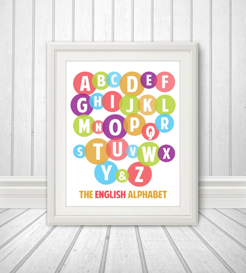 Alphabet Print, Letters, Nursery Wall Decor, Art For Kids, Baby Nursery Art 11 x 14 image 1