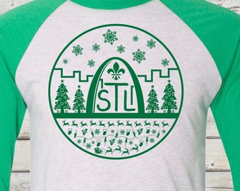 St. Louis Christmas Baseball Tee - STL City Shirt, St Louis, Saint Louis, STL