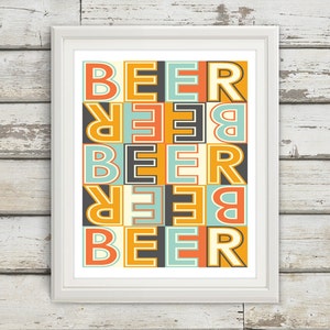 Beer, Beer Sign, Home Decor, Beer Signs, Beer Art, Beer Wall Decor, Beer Artwork, Beer Art Print, Mid Century Modern Art, Beer Wall Art image 1