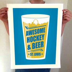 St Louis Beer Poster - Awesome Hockey & Beer - Typography Art Print - STL St. Louis Saint Louis - St Louis Skyline