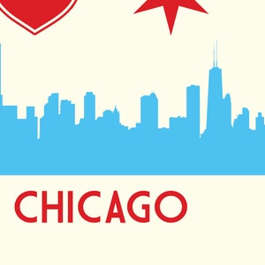 Chicago Flag with Skyline & Heart, Sweet Home Chicago, Chicago Poster, Chicago Print, Chicago Art 24x18 image 4