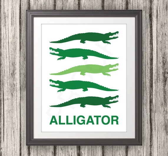 Green Alligator, Nursery Print, Alligator Print, Alligator Poster, Mid Century Art, Kids Wall Art, Retro, Children's Room