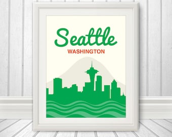 Seattle, Seattle Skyline, Seattle Print, Seattle Poster, Washington