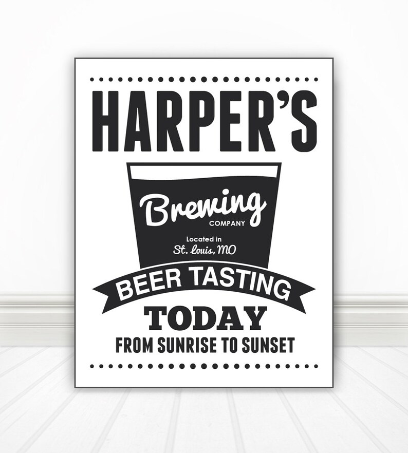 Custom Beer Tasting Sign Print, Beer Print, Beer Art, Bar Art, Bar Print, Bar Sign, Beer Sign, Kitchen Art, Multiple Sizes image 1