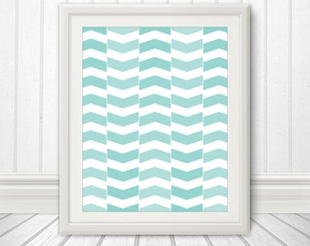 Seafoam Chevron Print, Chevron Print, Seafoam Print, Chevron Art, Chevron Poster, Custom Color - 11x14