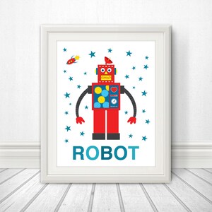 Retro Robot Nursery Print, Robot Art, Robot Print, Robot Poster, Robot Sign, Children's Wall Art, Nursery Art