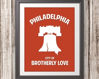 Philadelphia, Liberty Bell, City Of Brotherly Love - Philadelphia Print, Philadelphia Art, Custom Color - 11x14 Print