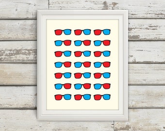 3D Glasses, 3D Glasses Art, 3D Glasses Print, 3D Glasses Poster, 3D Glasses Wall Art, 3D Glasses Sign, Nerd Glasses, Nerd Art, Nerd