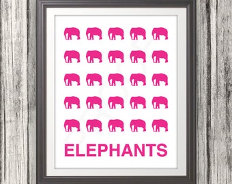 Elephants: Elephant Print, Elephant Art, Elephant Poster, Kids Wall Art, Custom Color