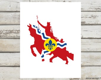 St Louis Statue Flag Print, STL, St Louis, Saint Louis Statue, STL Art, Art Hill, St Louis Missouri, Saint Louis MIssouri