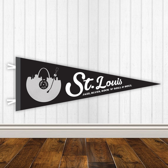 St. Louis: Jazz, Blues, Rock "N" Roll & Soul Pennant - St. Louis Pennant - STL Pennant - St. Louis Wall Art - St Louis Record