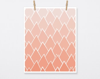 Abstract Coral Triangles, Triangle, Coral, Coral Art, Coral Print, Coral Artwork, Coral Poster, Triangle Print, Triangle Art, 6 Sizes