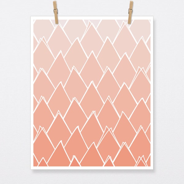 Abstract Coral Triangles, Triangle, Coral, Coral Art, Coral Print, Coral Artwork, Coral Poster, Triangle Print, Triangle Art, 6 Sizes