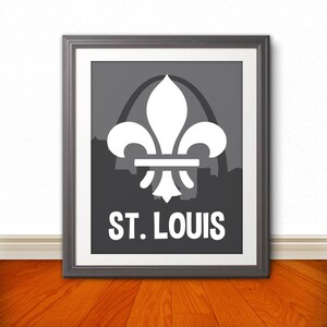 St. Louis, Fleur De Lis, St. Louis Skyline, St. Louis Arch, St. Louis Print, St. Louis Poster, St. Louis Sign 11x14 image 1