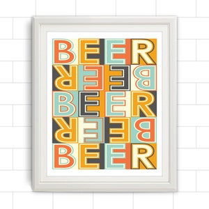 Beer, Beer Sign, Home Decor, Beer Signs, Beer Art, Beer Wall Decor, Beer Artwork, Beer Art Print, Mid Century Modern Art, Beer Wall Art image 2